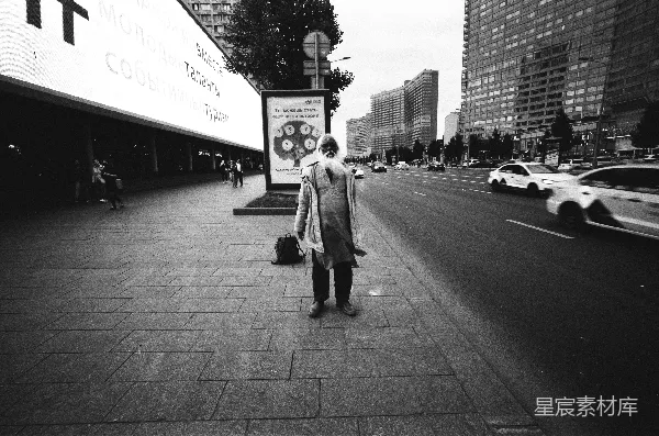 高清摄影 黑白色调下的城市街头