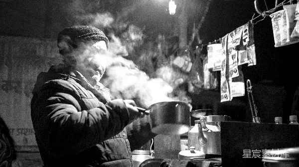 高清摄影 夜市小摊上的烟火生活