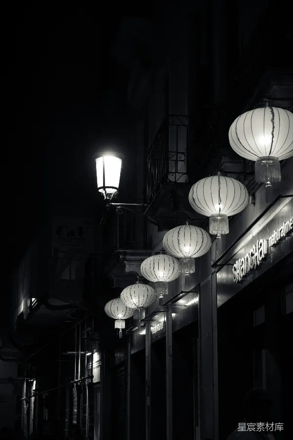 高清摄影 夜巷中的灯笼