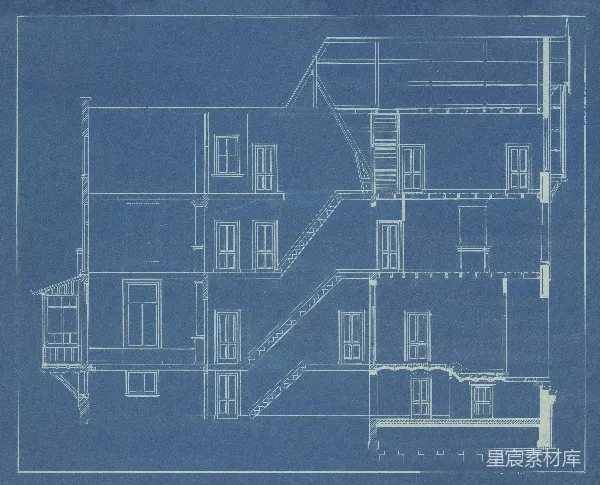 高清摄影 复古建筑结构平面图