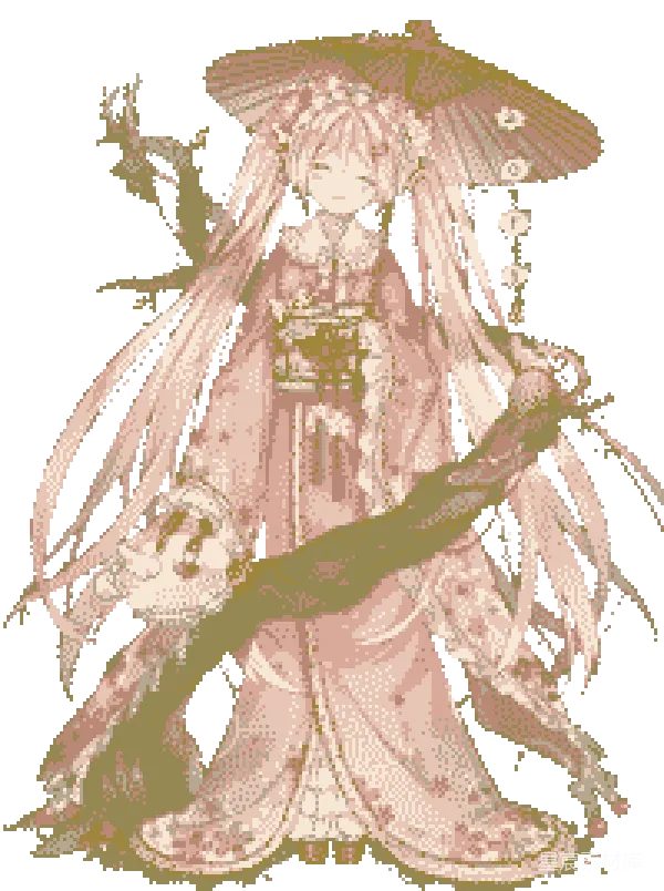 元素素材 像素风格的东方风格人物插画