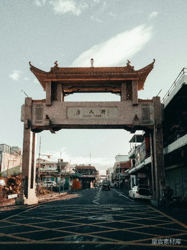 高清摄影 唐人街的清晨