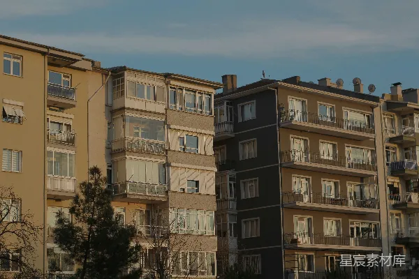 高清摄影 夕阳下的多层住宅楼