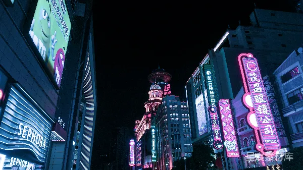 高清摄影 霓虹灯下的城市夜景