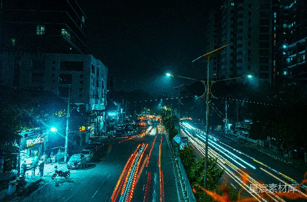 高清摄影 夜色中的城市街道
