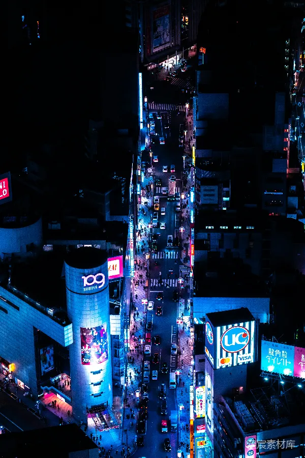 高清摄影 东京涩谷霓虹夜景