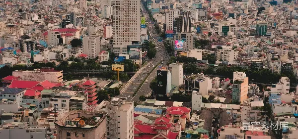 高清摄影 繁忙都市的空中俯瞰
