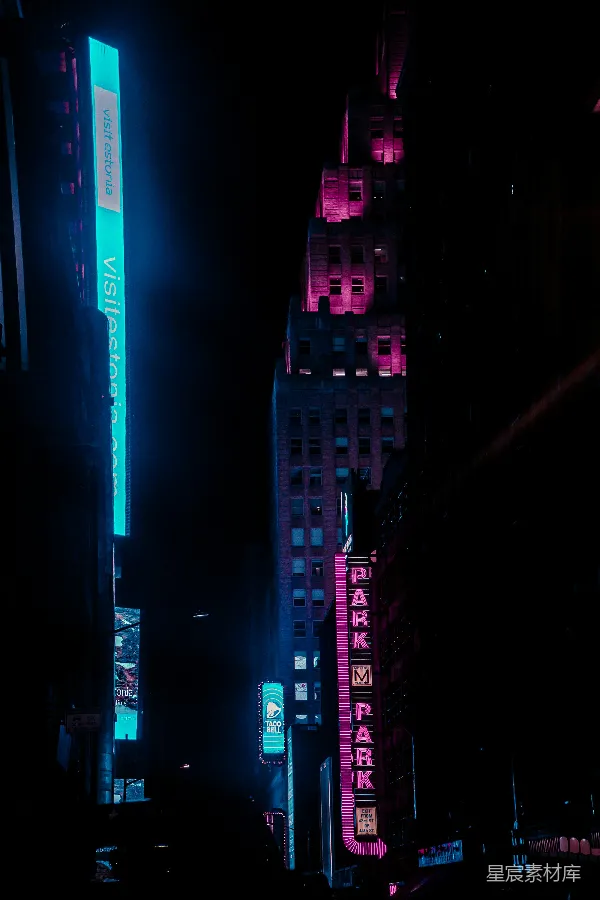 高清摄影 霓虹闪烁的城市夜景