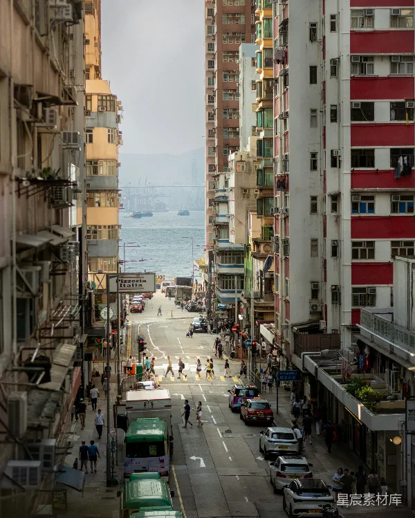 高清摄影 香港维多利亚港的街道