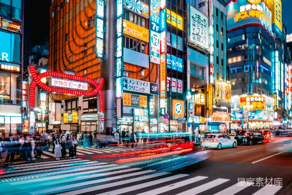高清摄影 夜幕下的霓虹灯街景