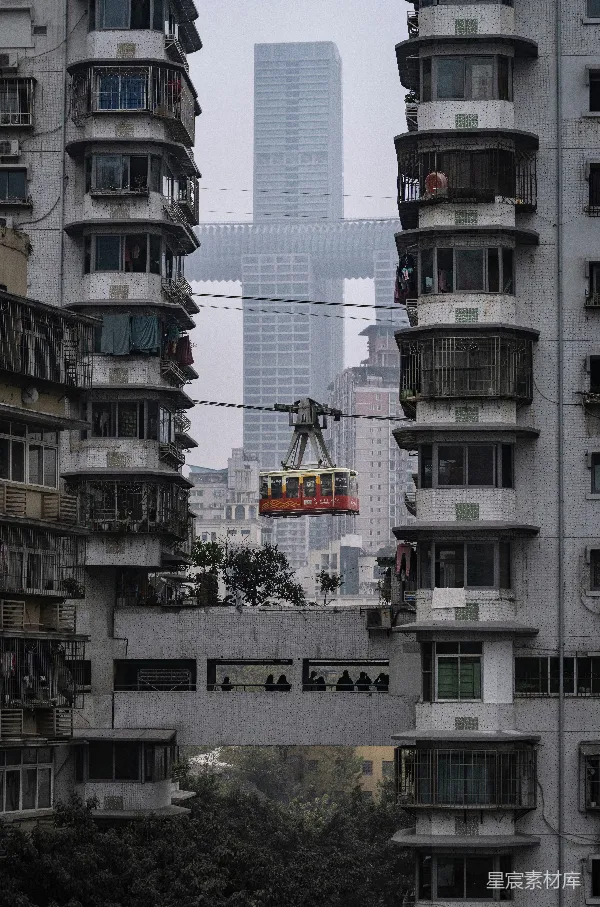 高清摄影 重庆山城缆车