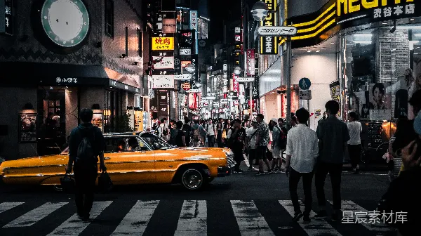 高清摄影 东京夜晚的繁华街道
