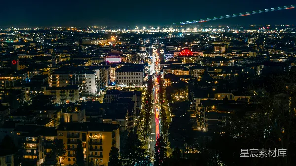 高清摄影 夜幕下的城市全景