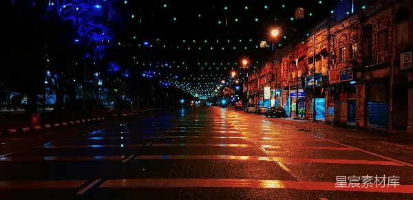 高清摄影 夜晚的街市静谧流光