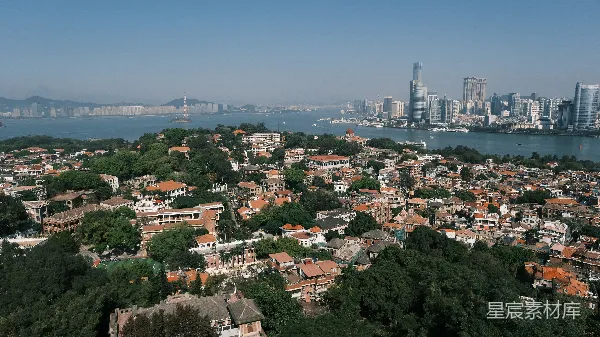 高清摄影 厦门鼓浪屿与城市全景