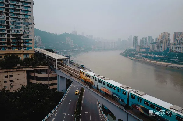 高清摄影 重庆轻轨穿城而过