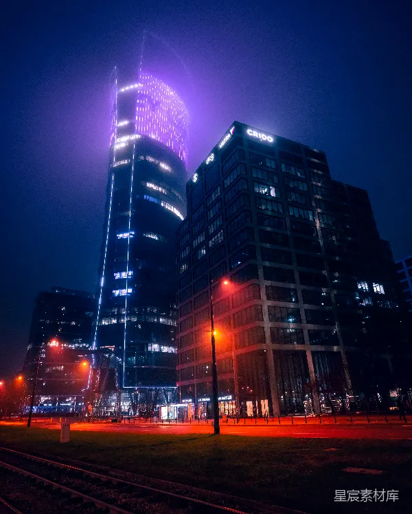 高清摄影 夜幕下的摩天大楼
