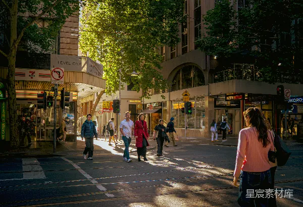 高清摄影 城市阳光下的行人街景