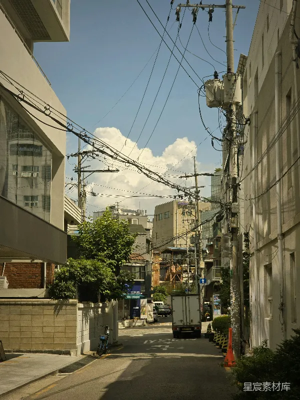 高清摄影 城市的巷弄与电线