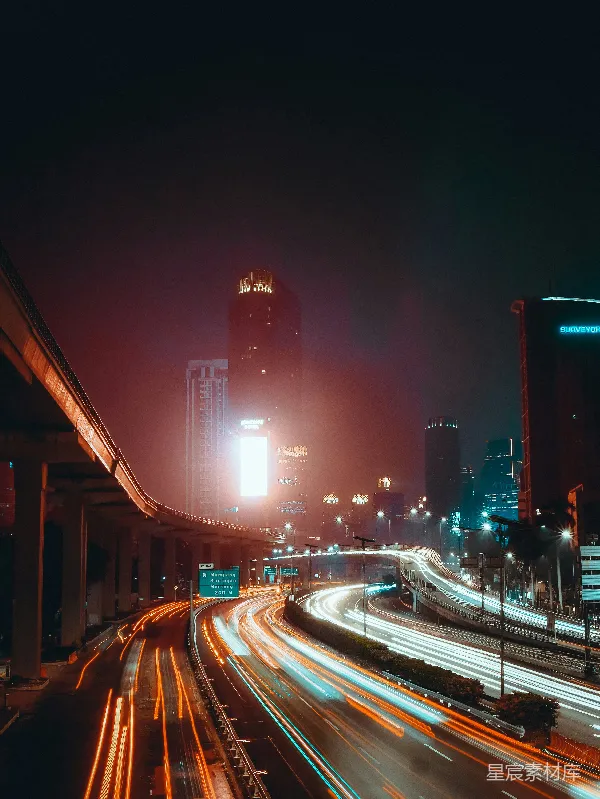 高清摄影 夜幕下的城市高速公路