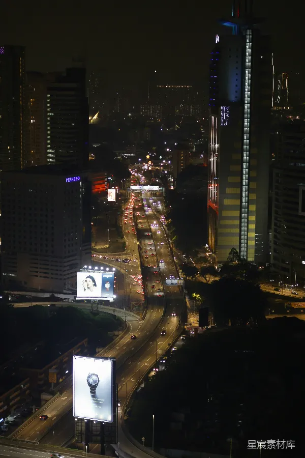 高清摄影 夜幕下的城市高速
