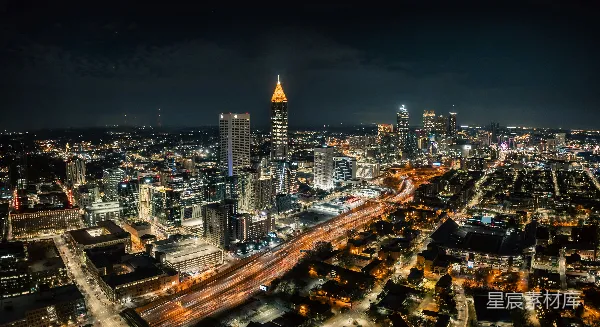 高清摄影 夜幕下的灯火辉煌：城市全景