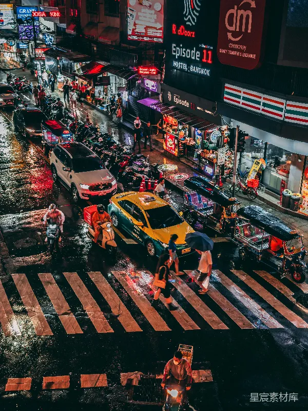 高清摄影 泰国曼谷雨夜街景