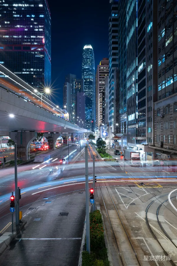 高清摄影 都市夜景：香港繁忙街道