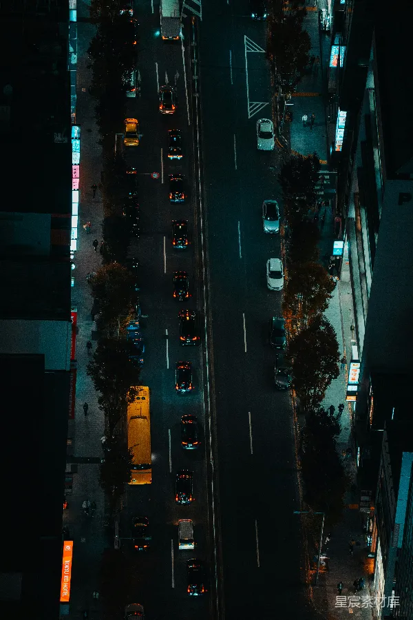 高清摄影 夜幕下的城市街道