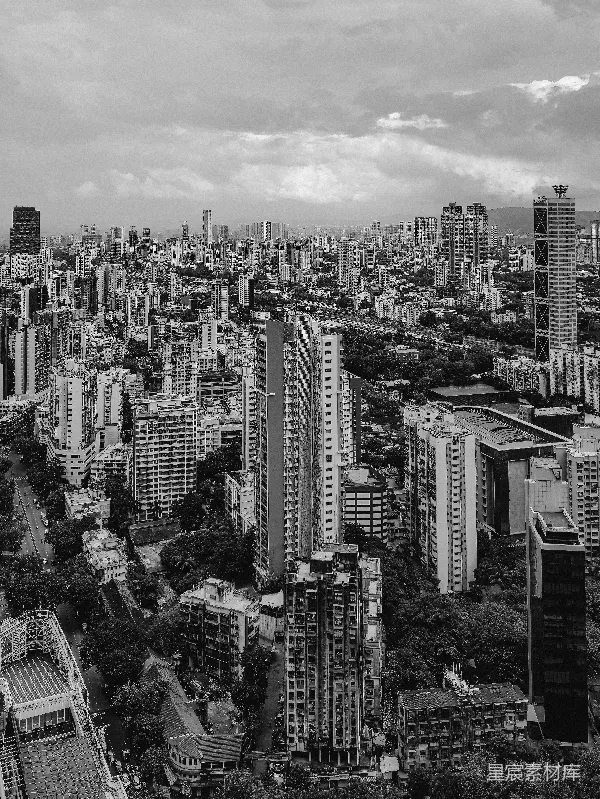 高清摄影 黑白城市全景