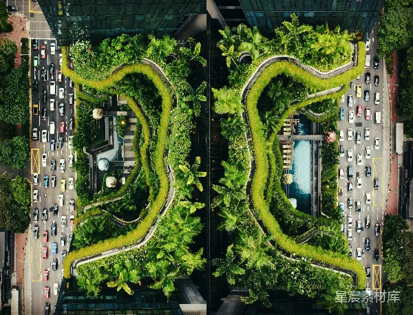 高清摄影 城市中的绿色漩涡