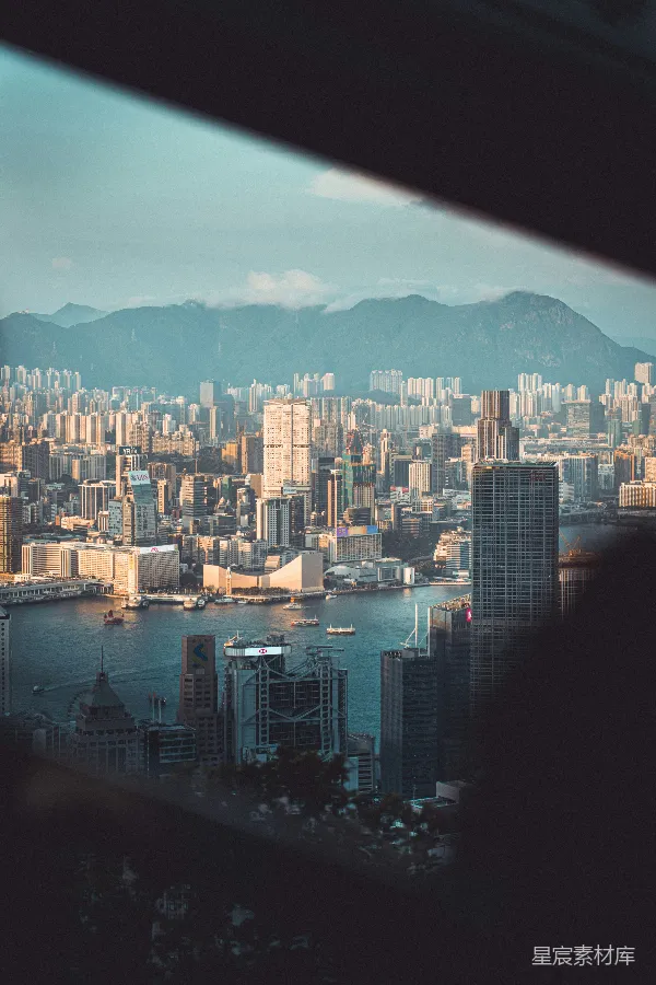 高清摄影 香港维多利亚港日落景色