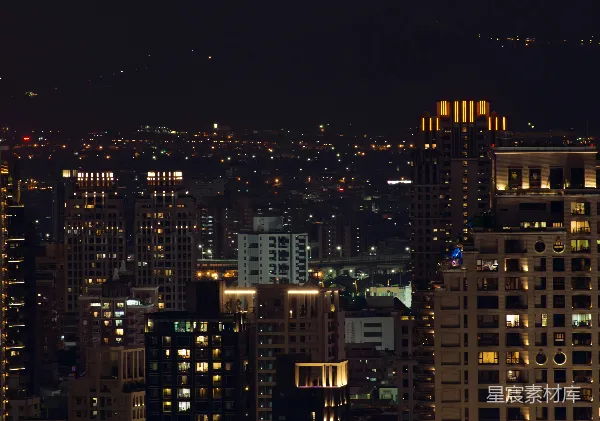 高清摄影 夜幕下的城市天际线