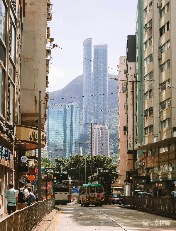 高清摄影 香港街头的摩天大厦