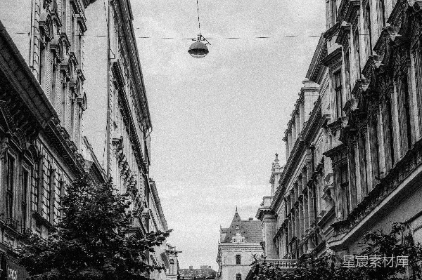高清摄影 黑白老城街景