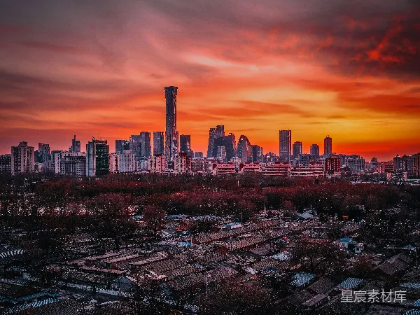 高清摄影 夕阳下的城市剪影