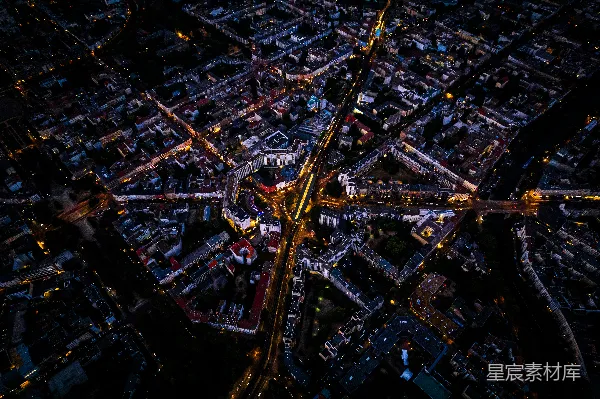 高清摄影 城市夜景鸟瞰