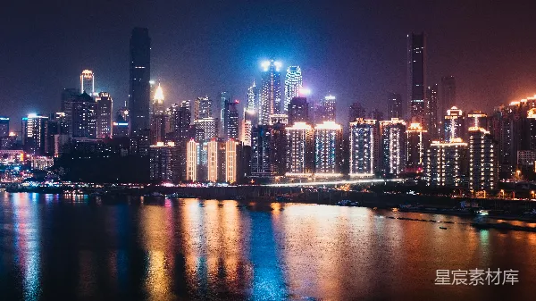 高清摄影 夜幕下的璀璨城市