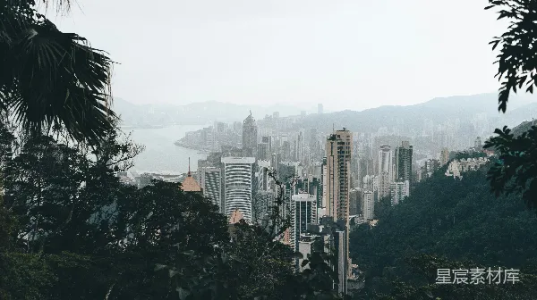 高清摄影 香港维多利亚港的晨雾