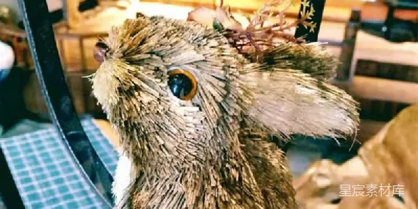 元素素材 创意草编猫头鹰装饰品