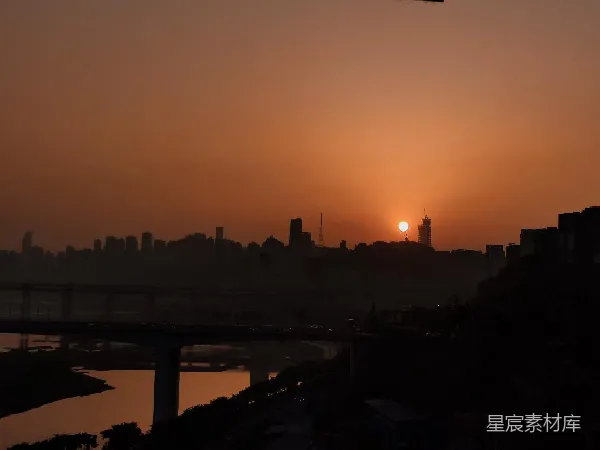 元素素材 夕阳下的城市剪影