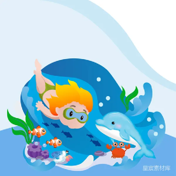元素素材 海洋探险：孩子与海豚的奇妙之旅