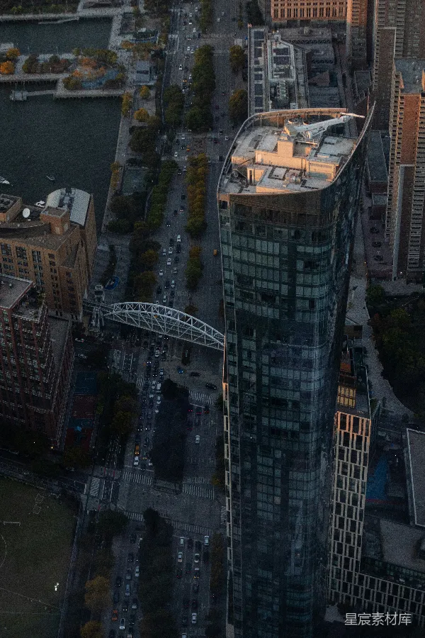 高清摄影 纽约市的空中俯瞰：现代建筑与城市景观