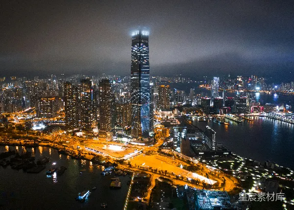 高清摄影 迷雾笼罩下的香港天际线