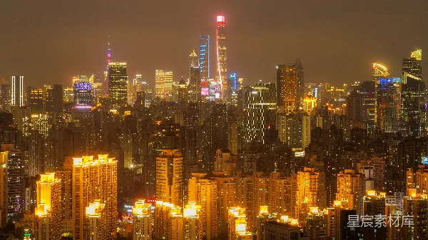 高清摄影 夜幕下的上海天际线