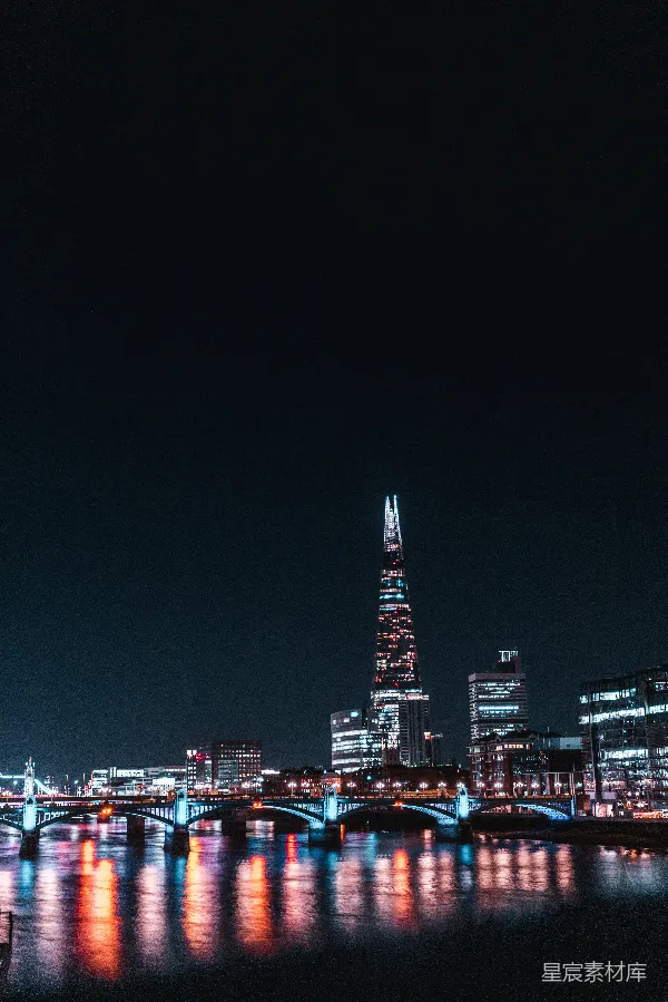 高清摄影 伦敦夜景：碎片大厦的倒影