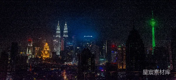 高清摄影 夜幕下的吉隆坡天际线