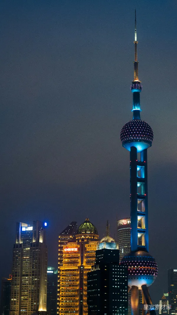 高清摄影 上海夜景：东方明珠塔