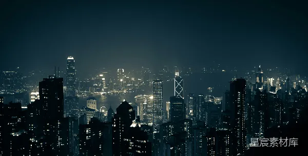 高清摄影 迷雾中的都市夜景