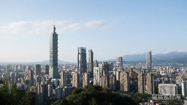 高清摄影 台北101大厦与城市天际线